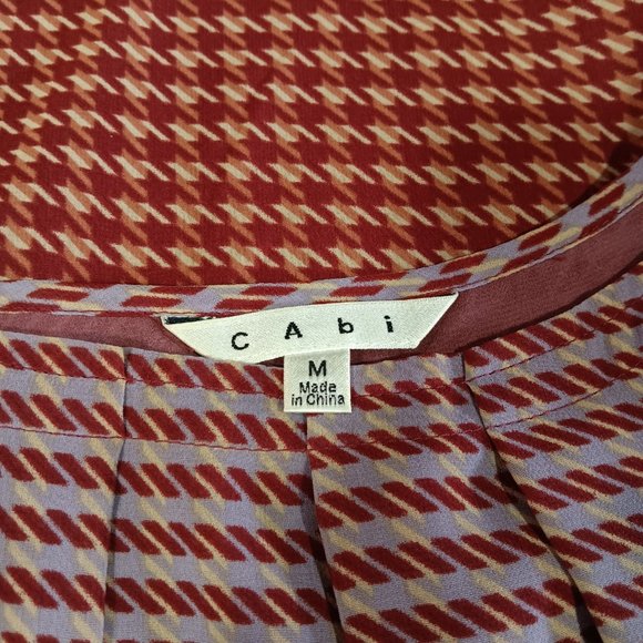 CABI Pleated Houndstooth Plaid Print Swing Cami Tank Top Size M - Picture 2 of 6